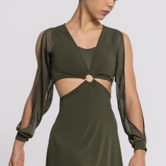 Weissman Green O-Ring Poet Sleeve Dress Dance Costume - Medium Adult - Picture 2 of 14